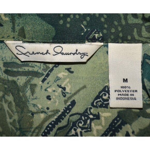 French Laundry Ladies Sheer Green Shell Button Front Long Sleeve Blouse Size M - Picture 8 of 9